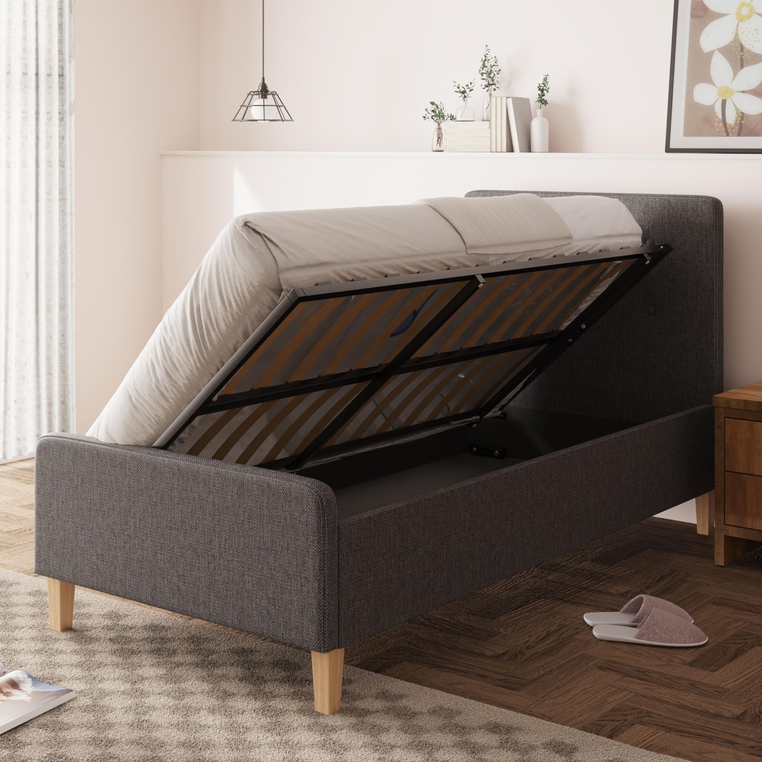 Gfw Ashbourne 90Cm Ottoman Single Dark Grey from B&Q