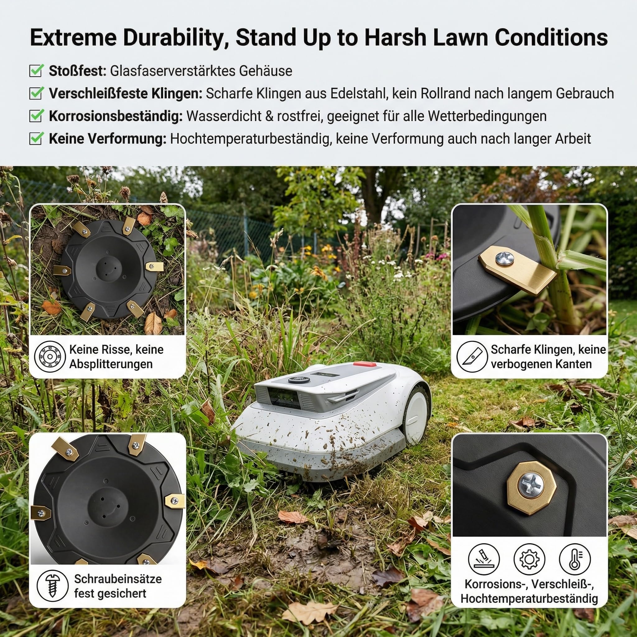 6-częściowy zestaw tarcz do noży kompatybilnych z ECOVACS Goat O500, O800, O1200, G1-800, G1-2000, G1, talerzykiem do koszenia premium, tworzywo sztuczne wzmocnione włóknem szklanym, na 6 ostrzy