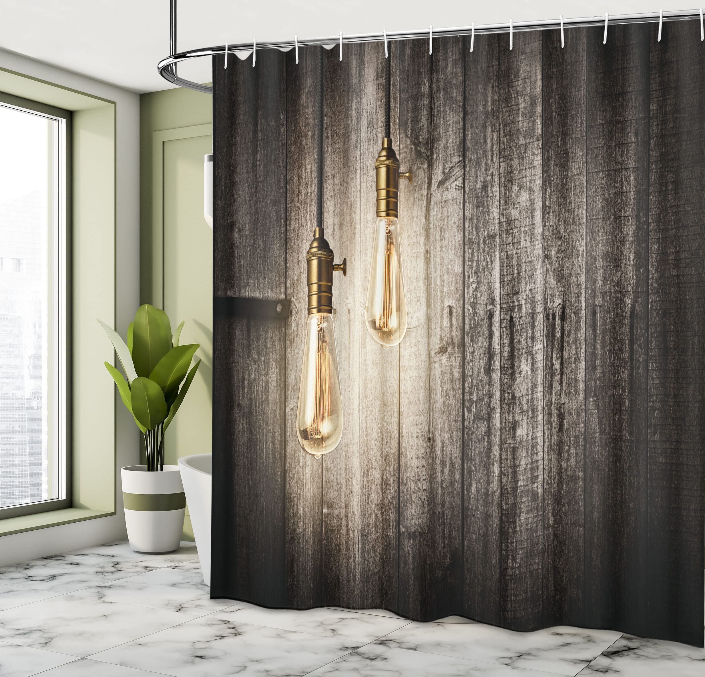 Amazon｜工業インテリアシャワーカーテンby Ambesonne、Historical革新