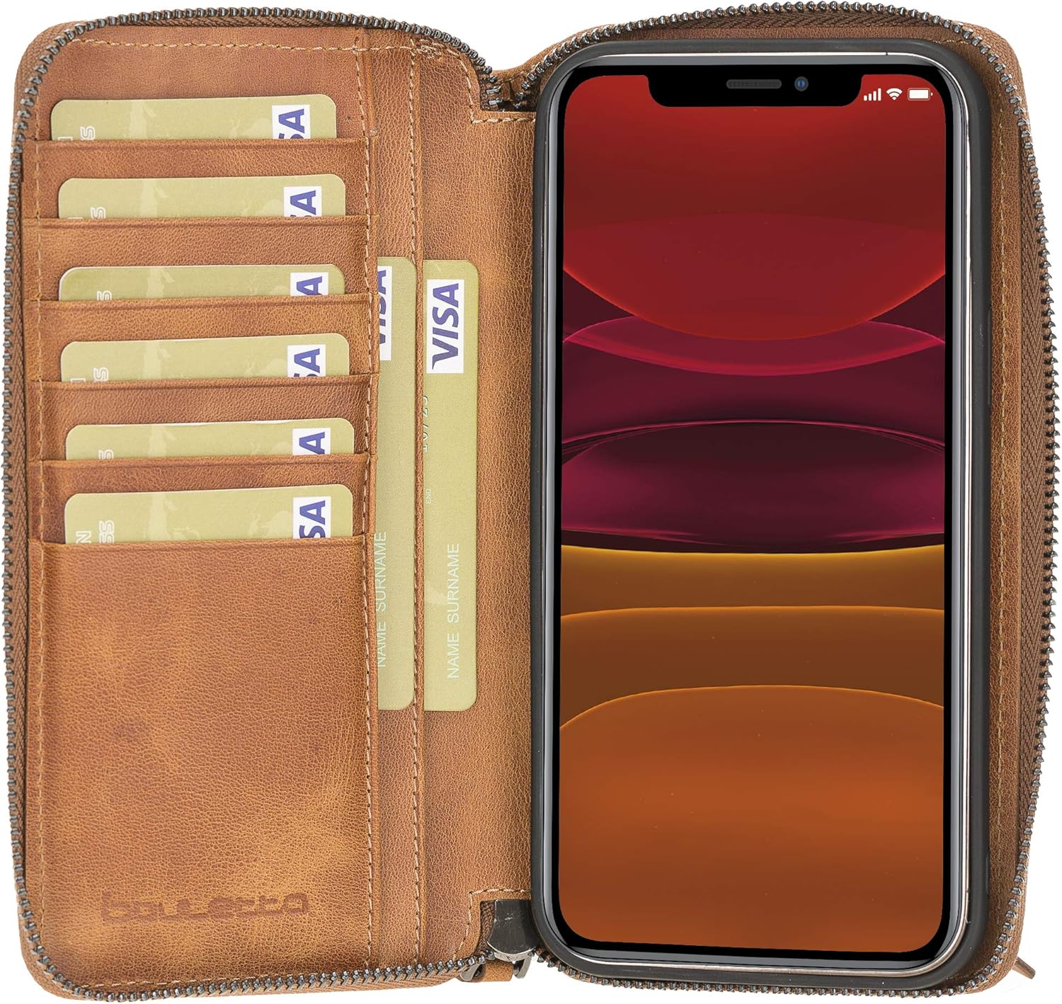 50% оƒƒ Dіѕсоunt Bouletta Case Genuine Leather Zipper Closure Magnetic Detachable Pouch Wallet Case with RFID Protected Card and Cash Slots Compatible with iPhone 12 & iPhone 12 Pro (6.1) (Tiana Tan)