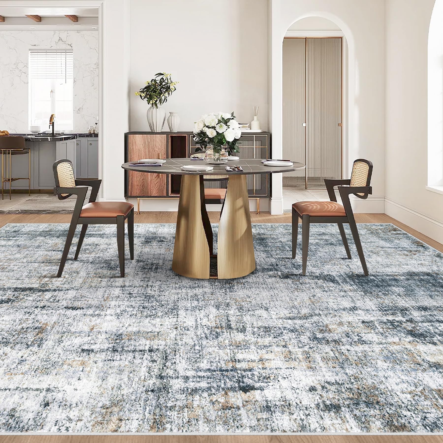 2026 Low Pile Area Rugs That Actually Work 2 MXSANYOO 8x10 Area Rugs Washable Rug: Abstract Neutral Rugs Modern Non Slip Area — product photo