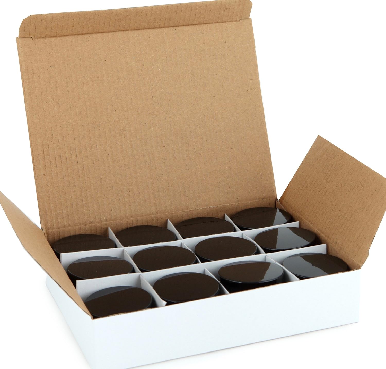Vivaplex, 12, Clear, 15 ml (1/2 oz), Round Glass Jars, with Inner Liners and black Lids
