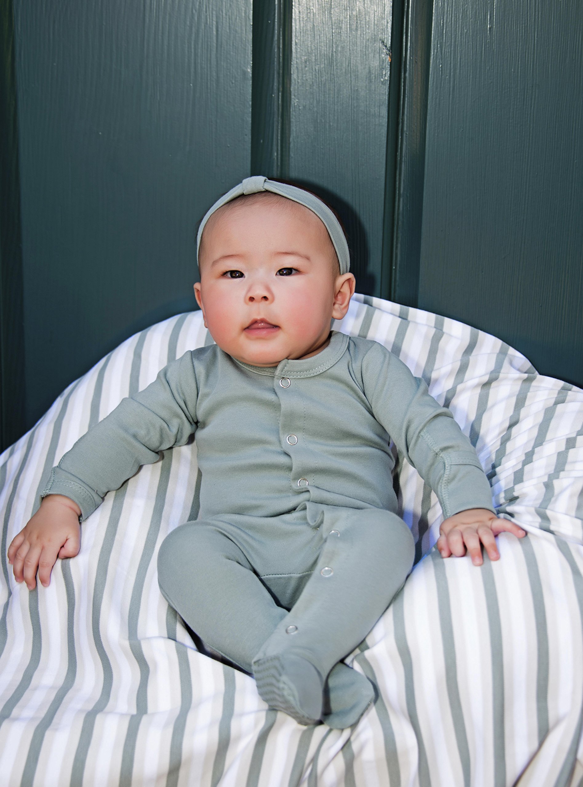 L'ovedbaby Unisex-Baby Organic Cotton Footed Overall, Seafoam, Preemie/Newborn (4-7 lbs)