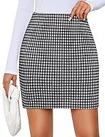 ZESICA Women's Plaid Mini Skirt High Waist A-Line Bodycon Pencil Fall Winter Trendy with Lining