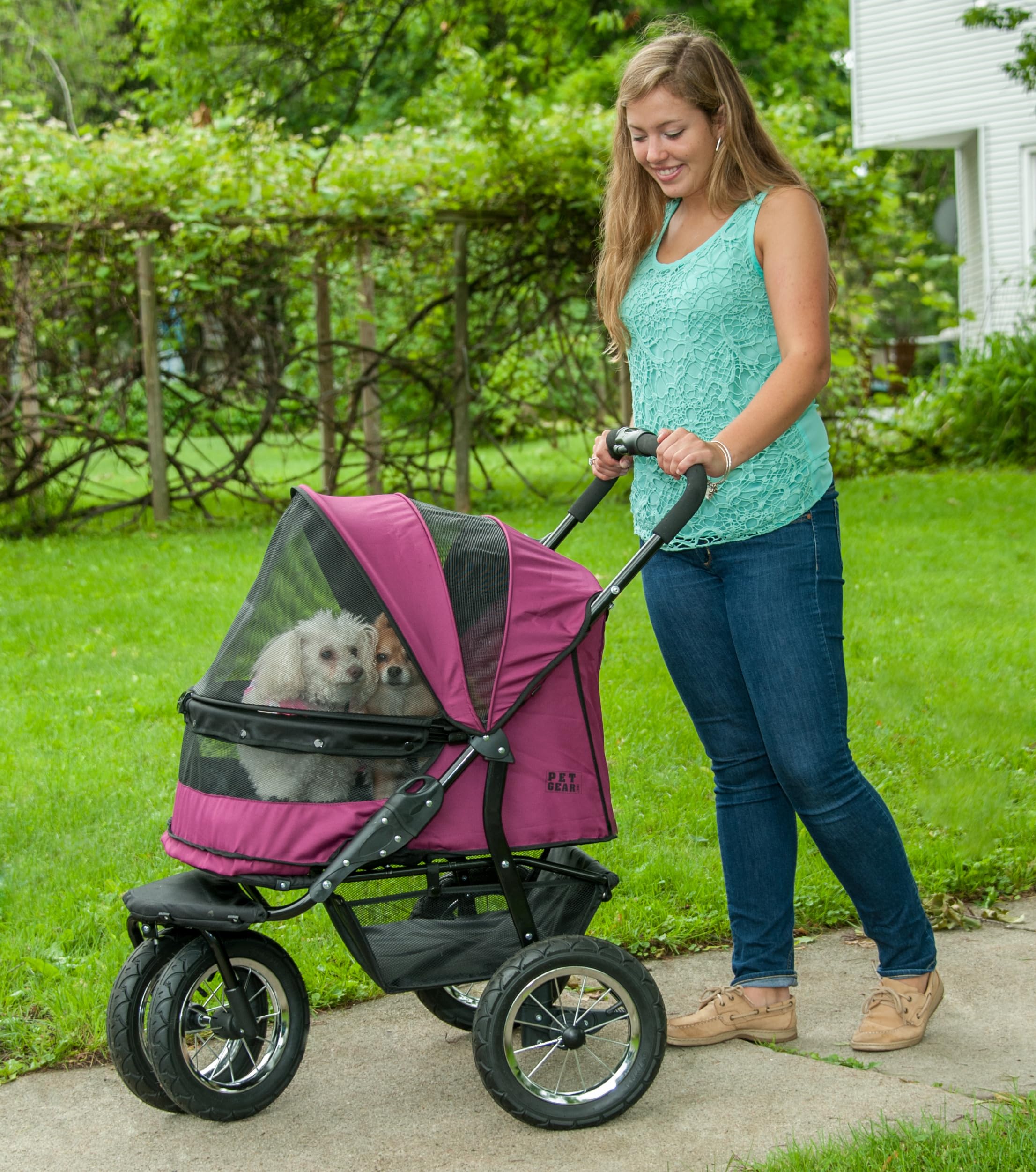 Amazon.com : Pet Gear NO-Zip Double Pet Stroller, Zipperless Entry