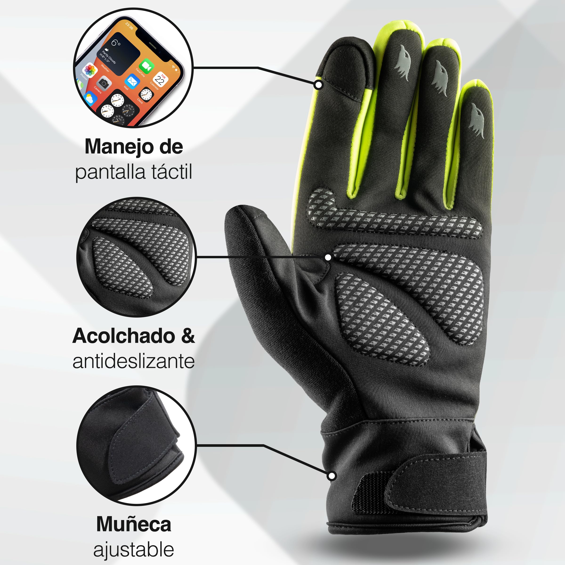 Valkental® GloRider - Guantes de ciclismo resistentes al viento, acolchados y adherentes | Guantes de invierno y guantes de transición [hombres y mujeres] con función táctil - GloRider