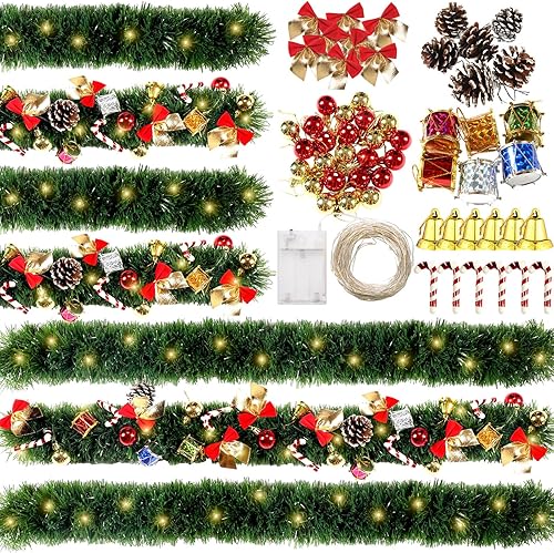 Juego de guirnaldas artificiales de Navidad de 300 pies con luces LED, adornos de bolas, guirnalda de Navidad, accesorios de decoración de