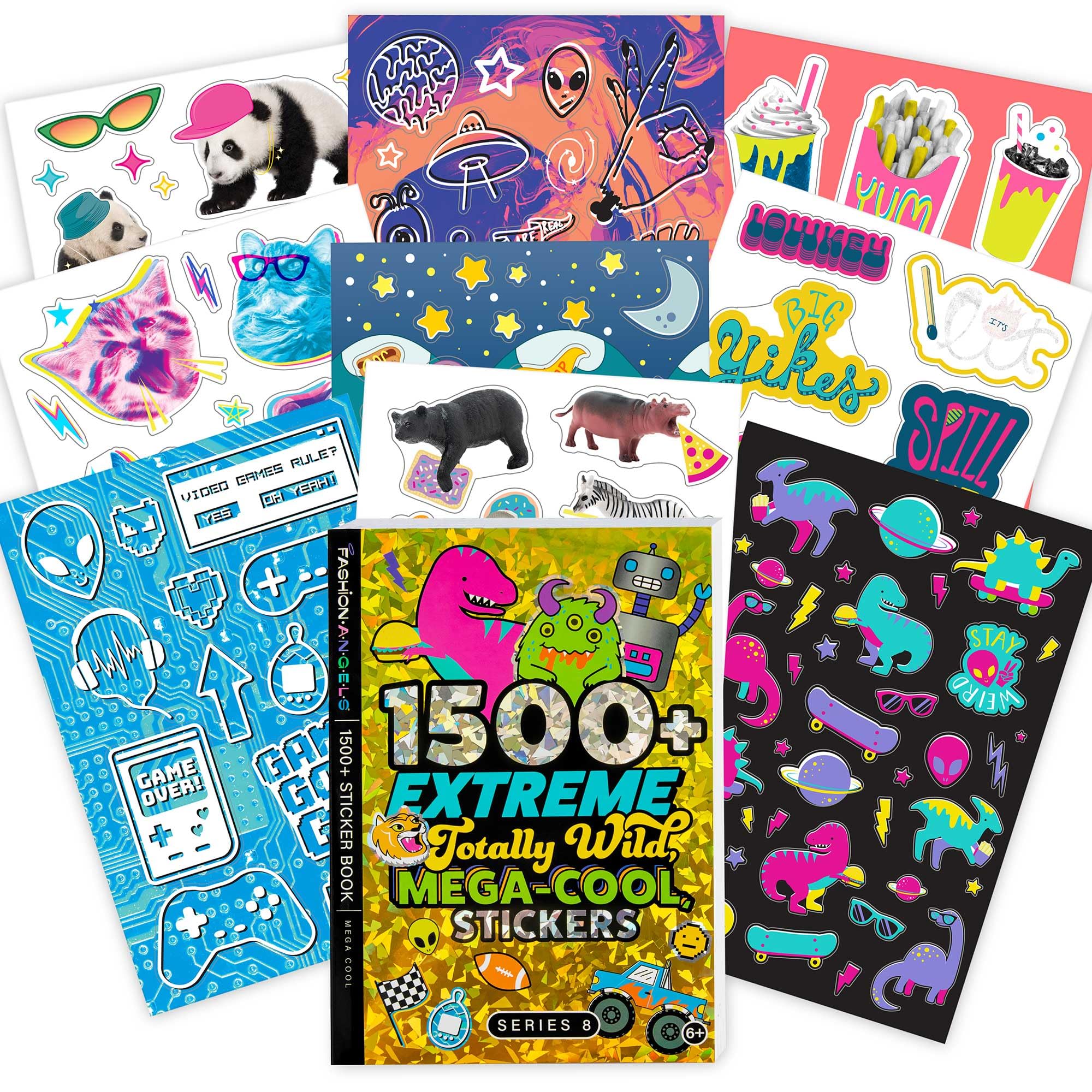 Fashion Angels MEGA Cool Sticker Book, Includes 1500+ Stickers from Sunglasses to Dinosaurs, Screen-Free Activity for Creativity, Ideal for Kids Ages 6 & Up