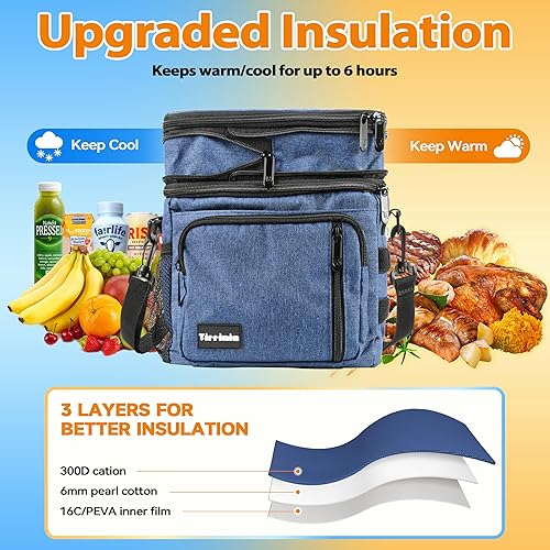 Miniatura 5 de Tirrinia Lonchera aislante expandible  Lonchera de doble cubierta a prueba de fugas para hombres y mujeres  Bolsa enfriadora grande reutilizable