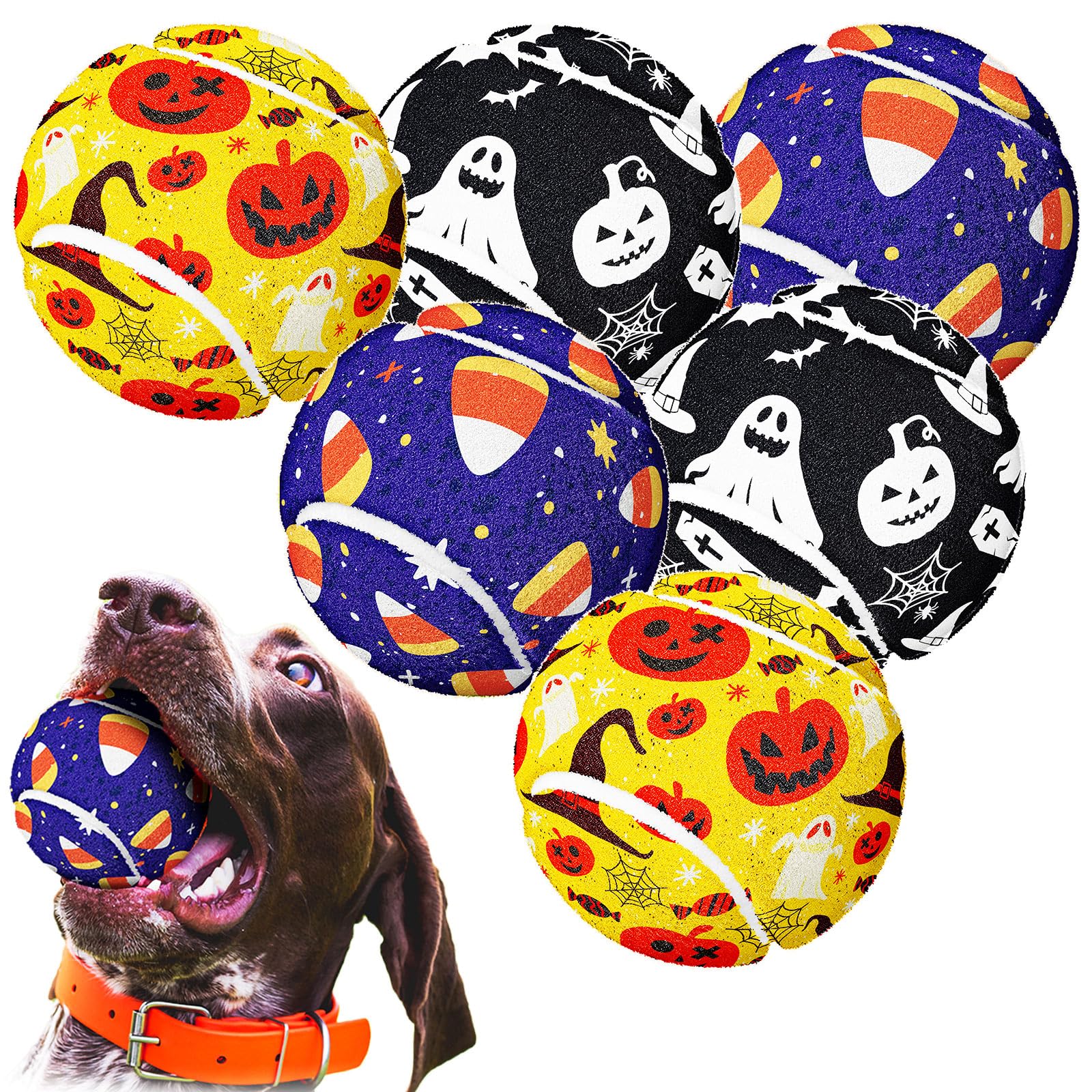 6 Pcs Halloween Dog Tennis Ball 2 5 Inches Pet Teething Chew Toys Pumpkin Ghost Tennis Ball for