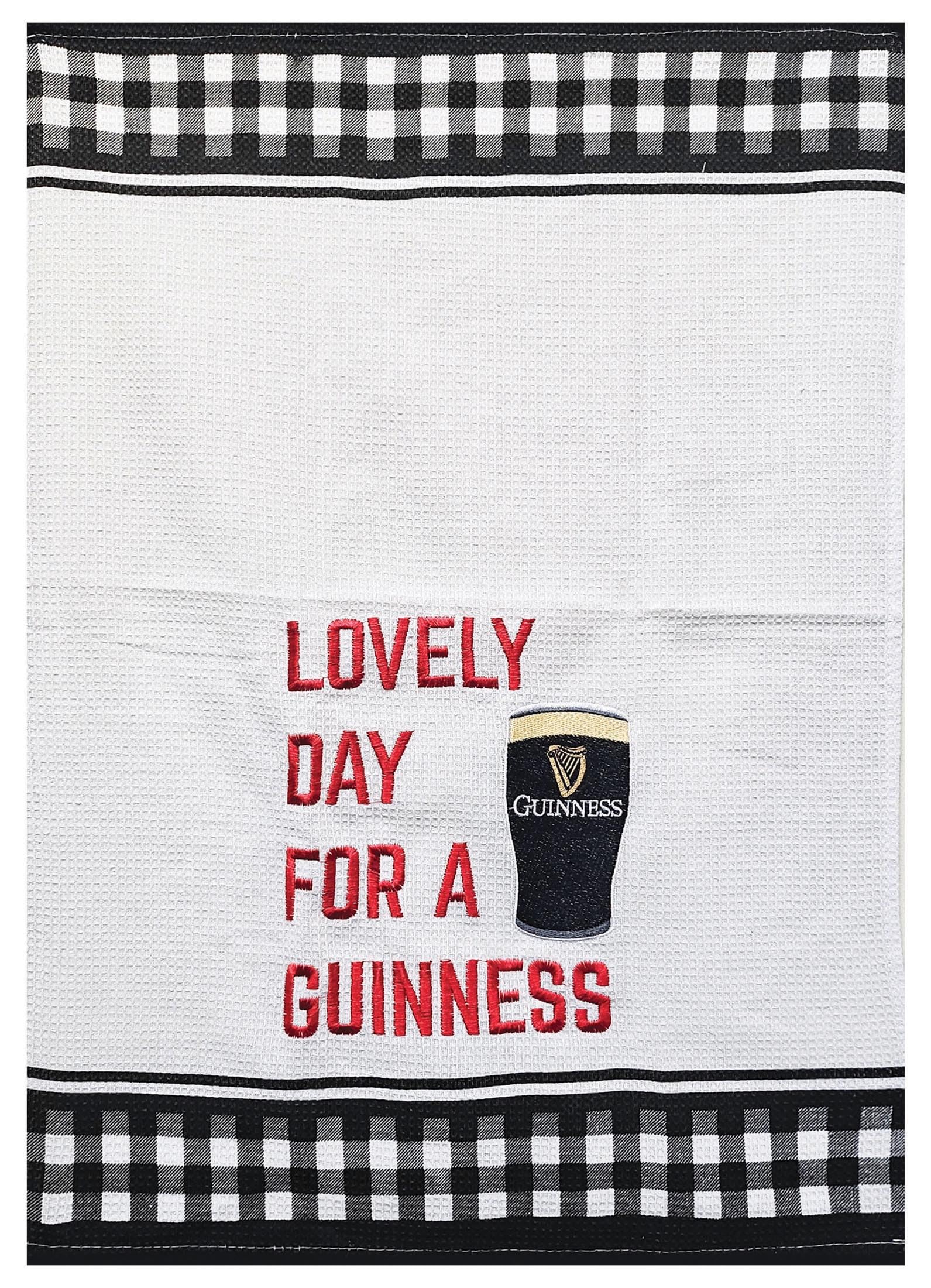 Shamrock Gift Company Guinness - Waffle Tea Towel - Lovely Day for a Guinness - Black