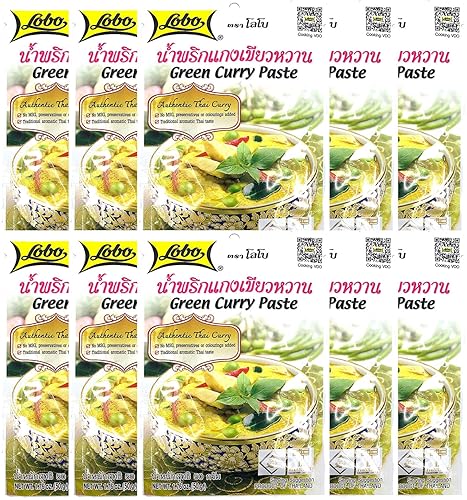 Lobo Pasta de curry verde tailandés, sin MSG, sin conservantes, sin colores artificiales (paquete de 10)
