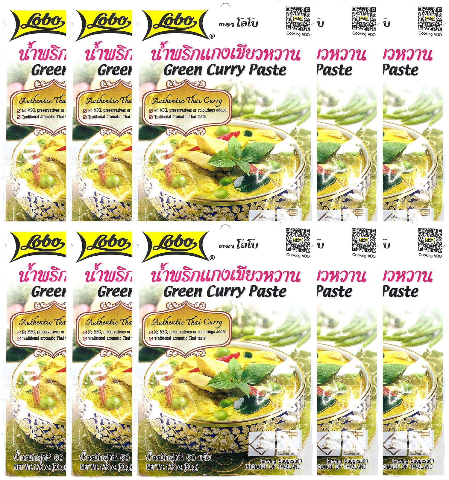 Thai Green Curry Paste - No MSG, No Preservatives, No Artificial Colors (Pack of 10)