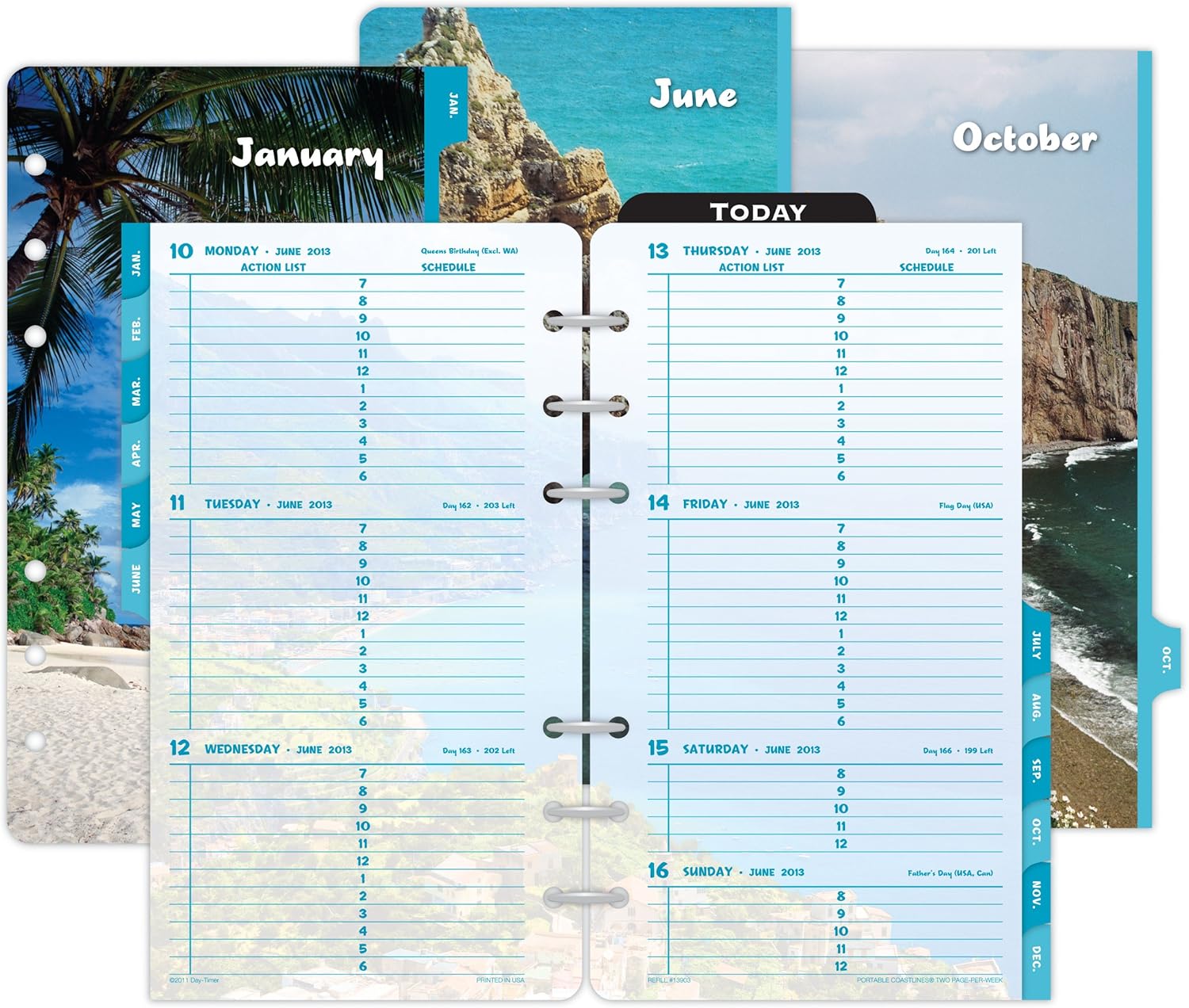 DayTimer Coastlines 2PagePerWeek Refill, Portable Size