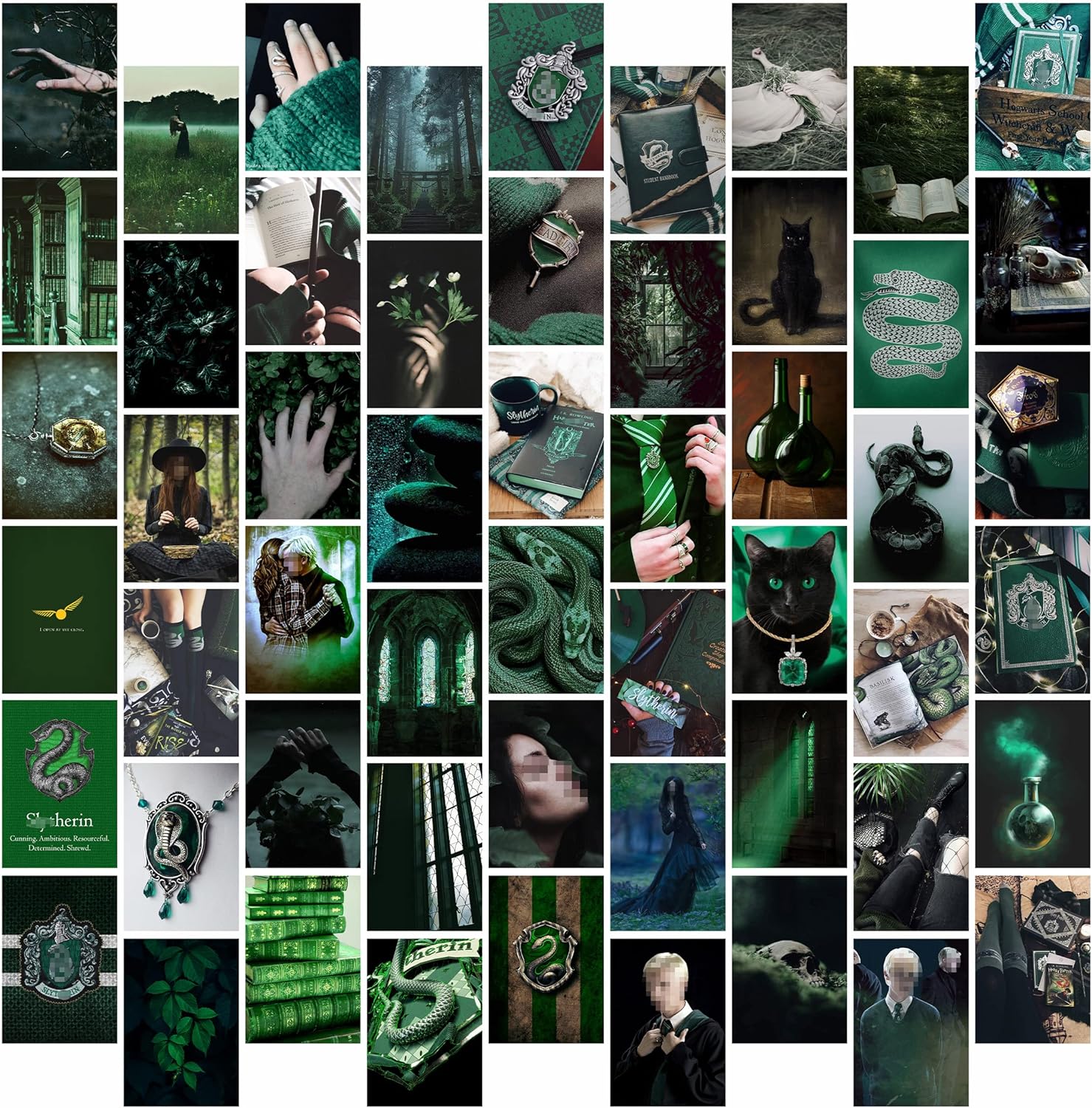 EDUS Green Wall Collage Kit Aesthetic Pictures, Posters for Room Aesthetic, Set of 54 (4×6 inch), Green Wall Art Posters for Room Decor, Dorm Trend (Green)