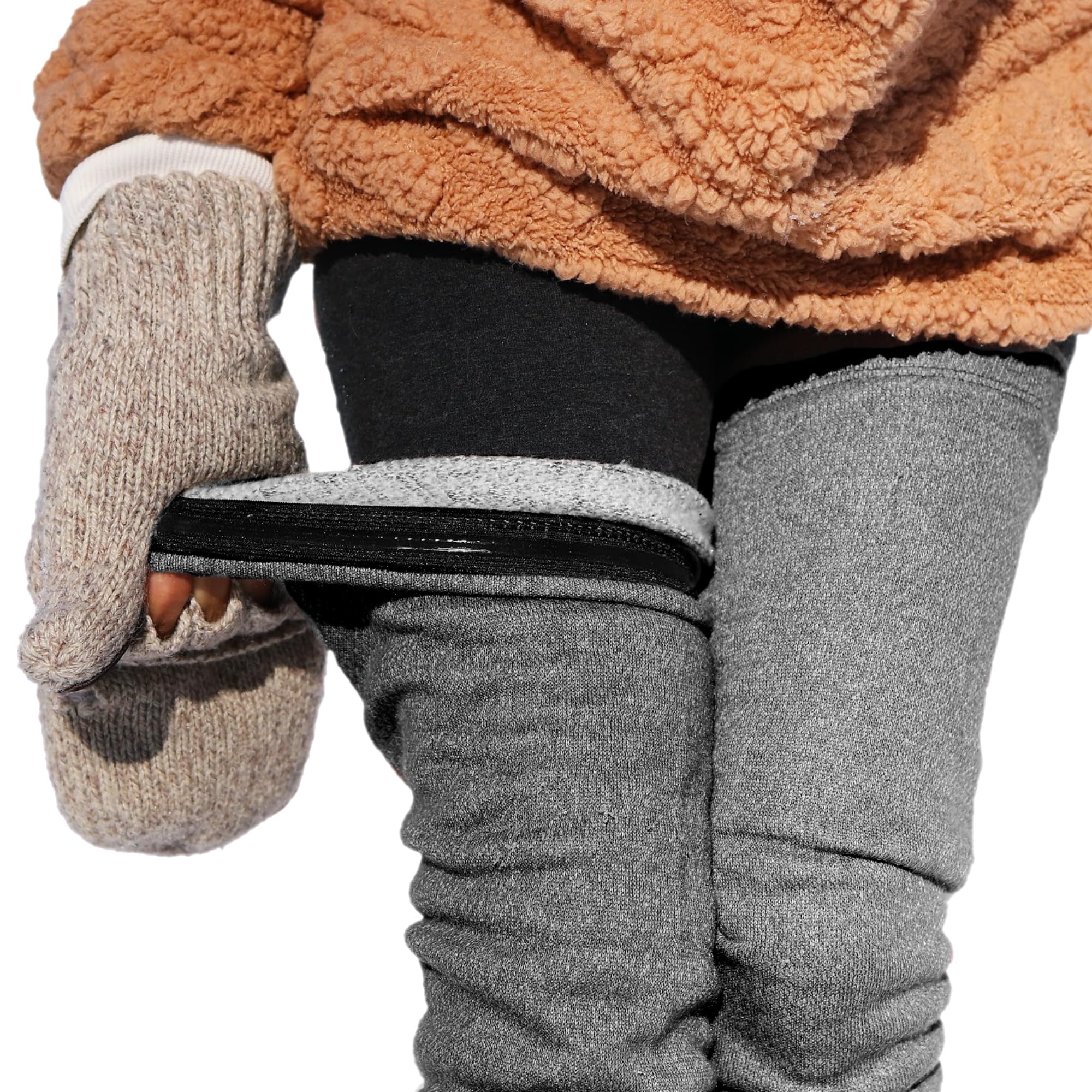 No Slip Grip Thigh High Leg Warmers Sherpa Fleece Blend Unisex for Dance Aerial Yoga Layering Stay-Up Elastic