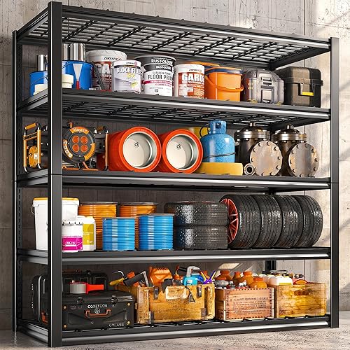 Miniatura 8 de REIBII Estantería de garaje de 84.1 pulgadas de alto, estantes de almacenamiento de 3500 libras resistentes, estantería de metal ajustable de 6