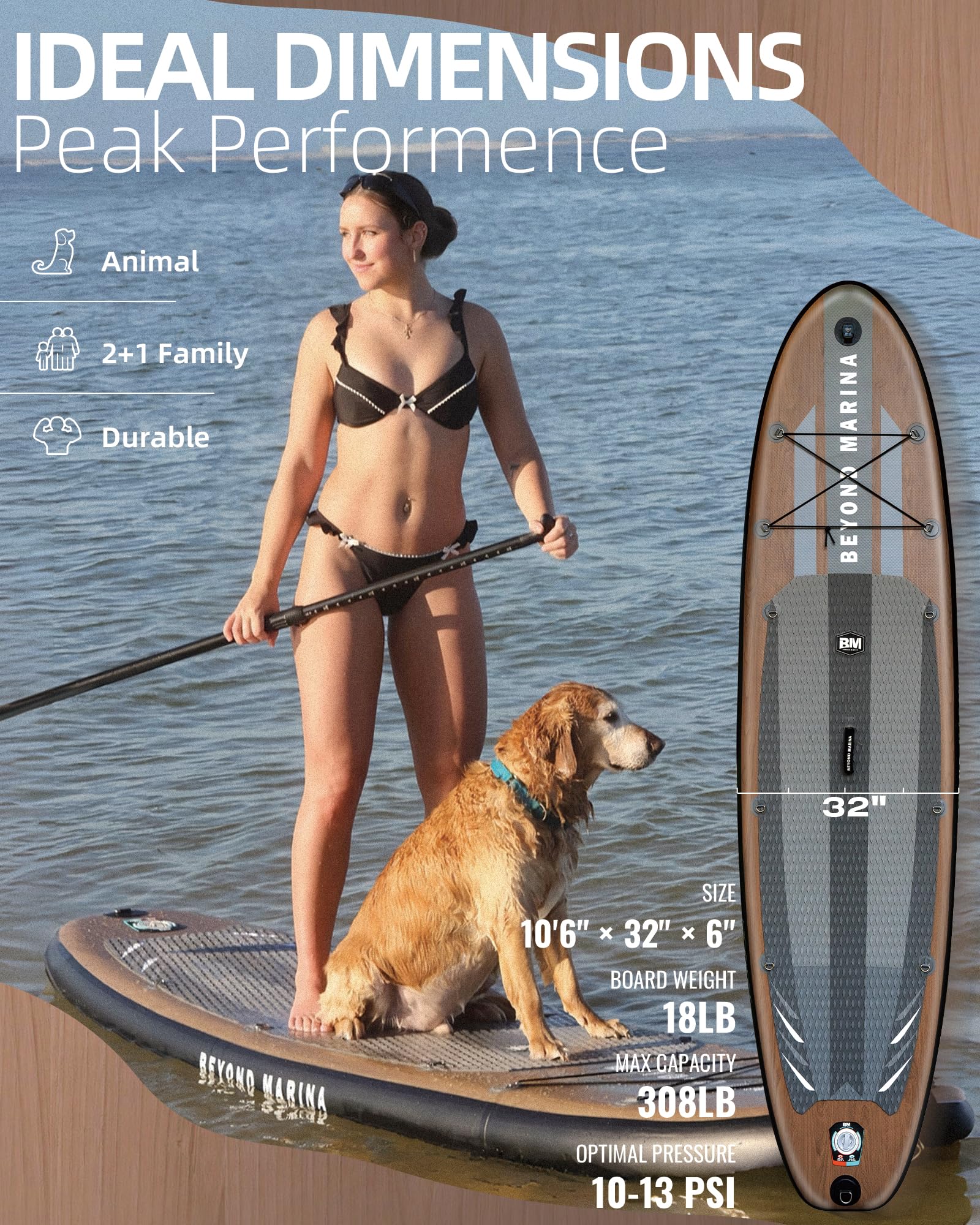 0111-064 BEYOND MARINA サップボードセット Amazon.com : BEYOND MARINA Inflatable Stand Up Paddle Board, 10'6