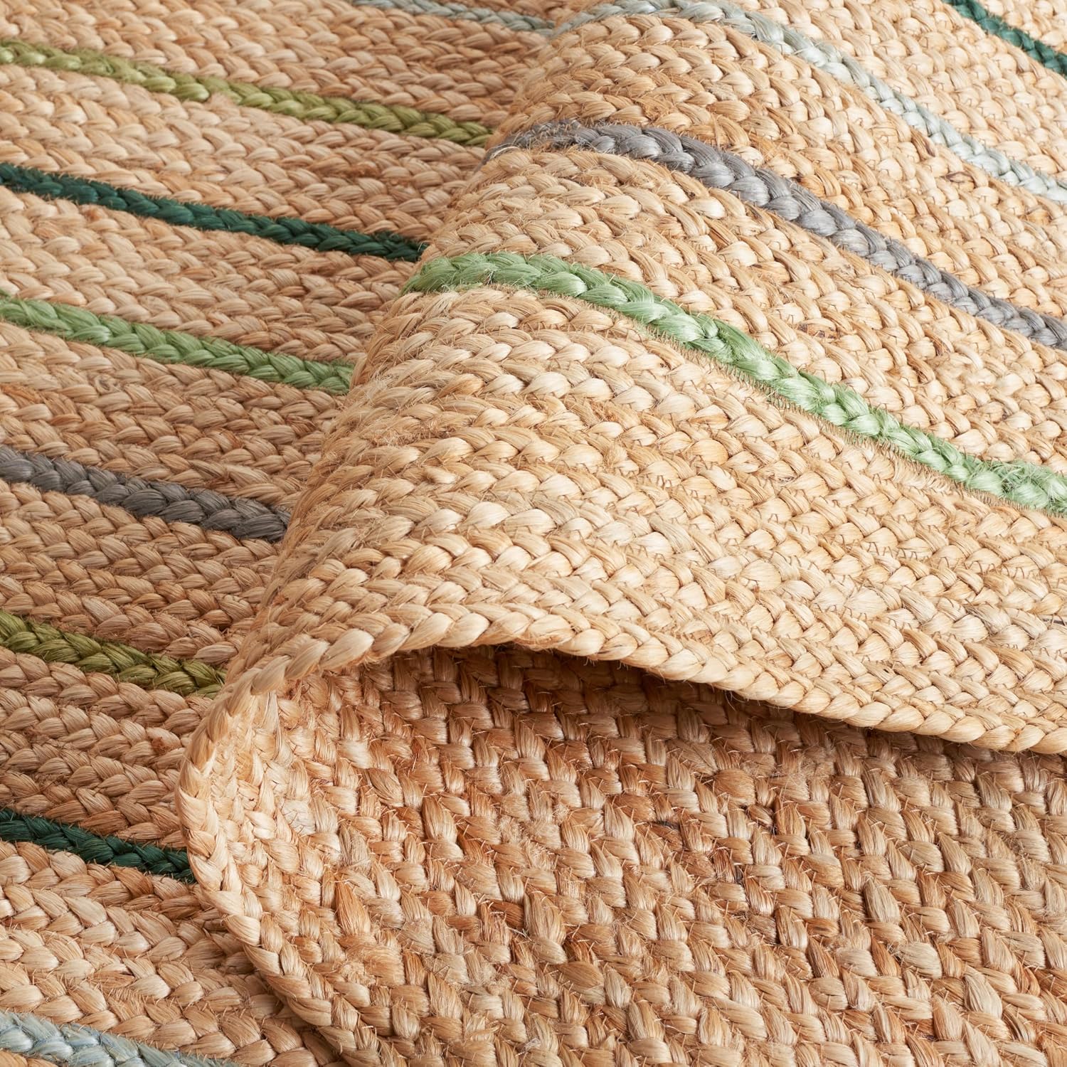 SAFAVIEH Area Rug 8x10 - Natural Fiber Collection - Large - Natural & Green, Handmade Jute, Rustic Farmhouse Style, Ideal for Living Room, Bedroom, Dining Space (NF894A)