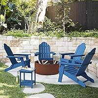 Vista 14 de LUE BONA Juego de sillas plegables Adirondack de 6, sillas de patio resistentes al fuego de color marrón oscuro HDPS, sillas modernas de plástico