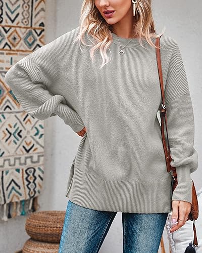 Miniatura 2 de Imily Bela - Suéteres otoñales tipo túnica para mujeres, con tejido acanalado, abiertos al lado, holgados y de mangas largas