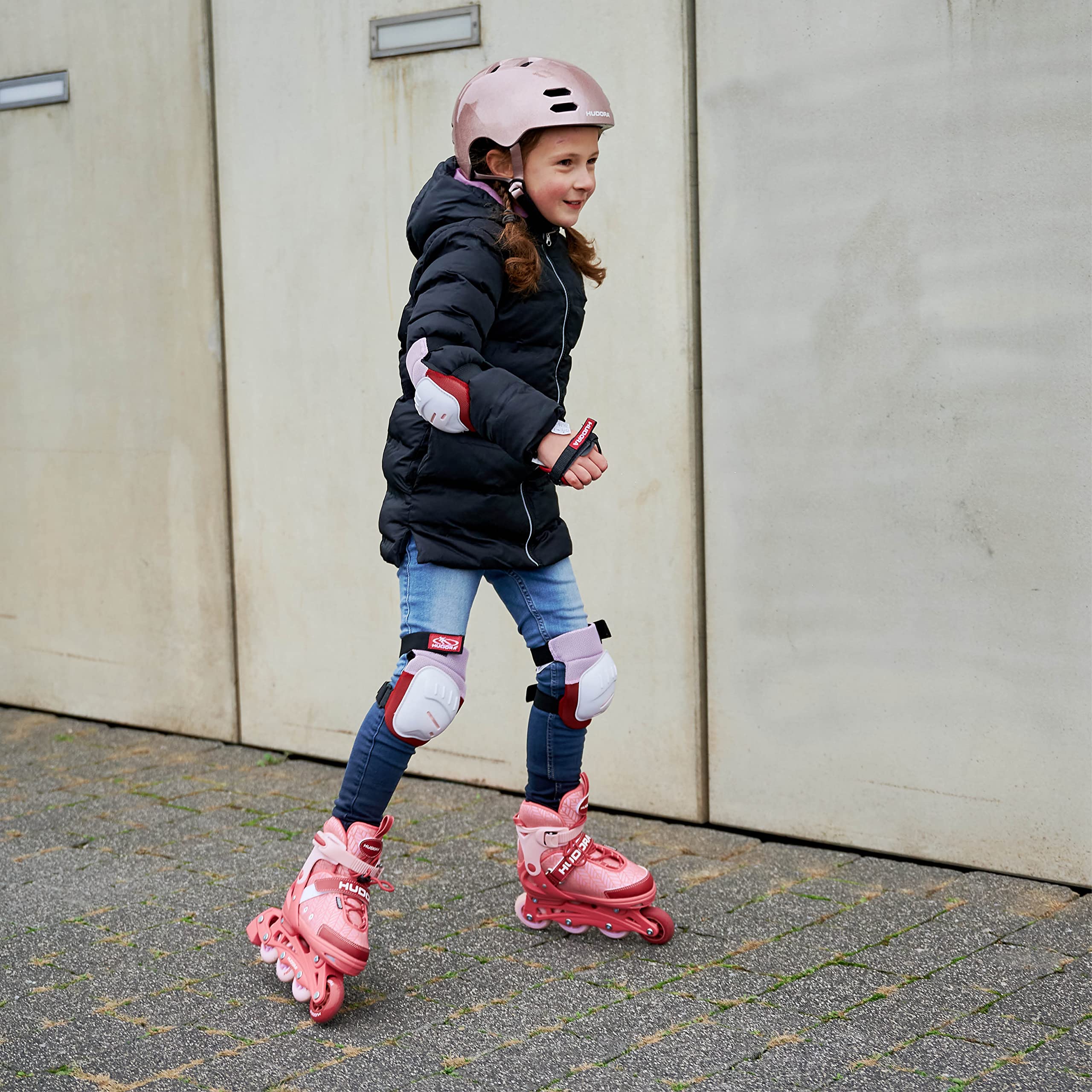 HUDORA Pattini in linea Mia/Leon 2.0 - Pattini in linea per bambini/ragazzi e adulti in diverse misure - Pattini a rotelle regolabili fino a 4 misure - Pattini a rotelle comodi e di stile