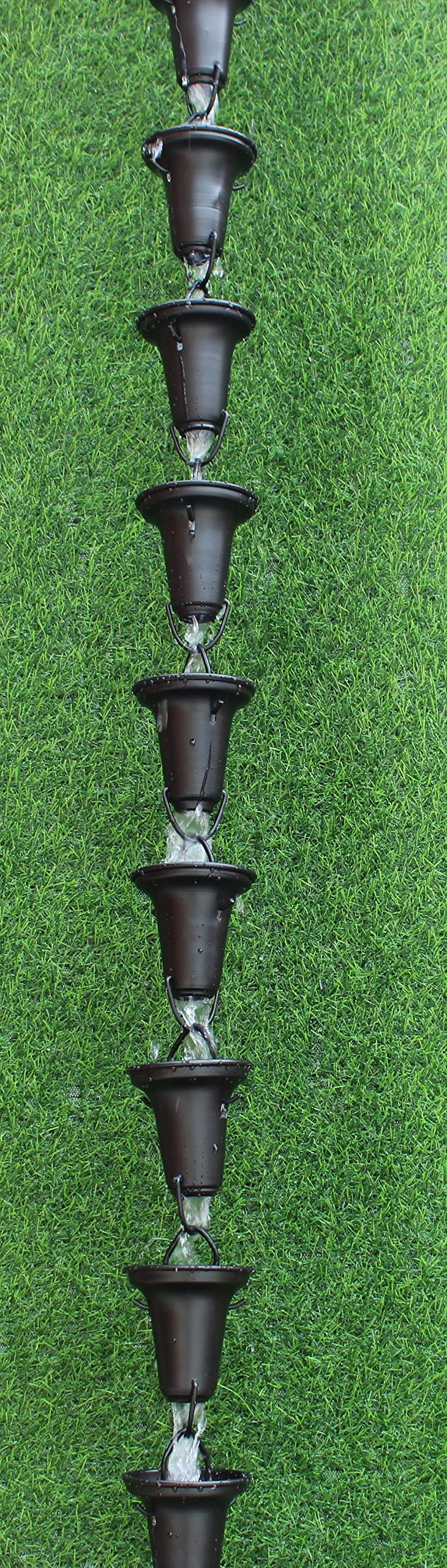KAM Home Cup Regenkette, 2,5 m lang, flache schwarze Pulverbeschichtung aus Aluminium