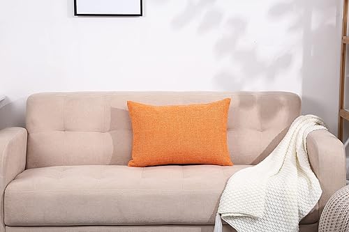 Miniatura 7 de TangDepot Funda de cojín de lino con forro pesado, funda de almohada lumbar, funda de almohada para interiores y exteriores (12 x 20 pulgadas,