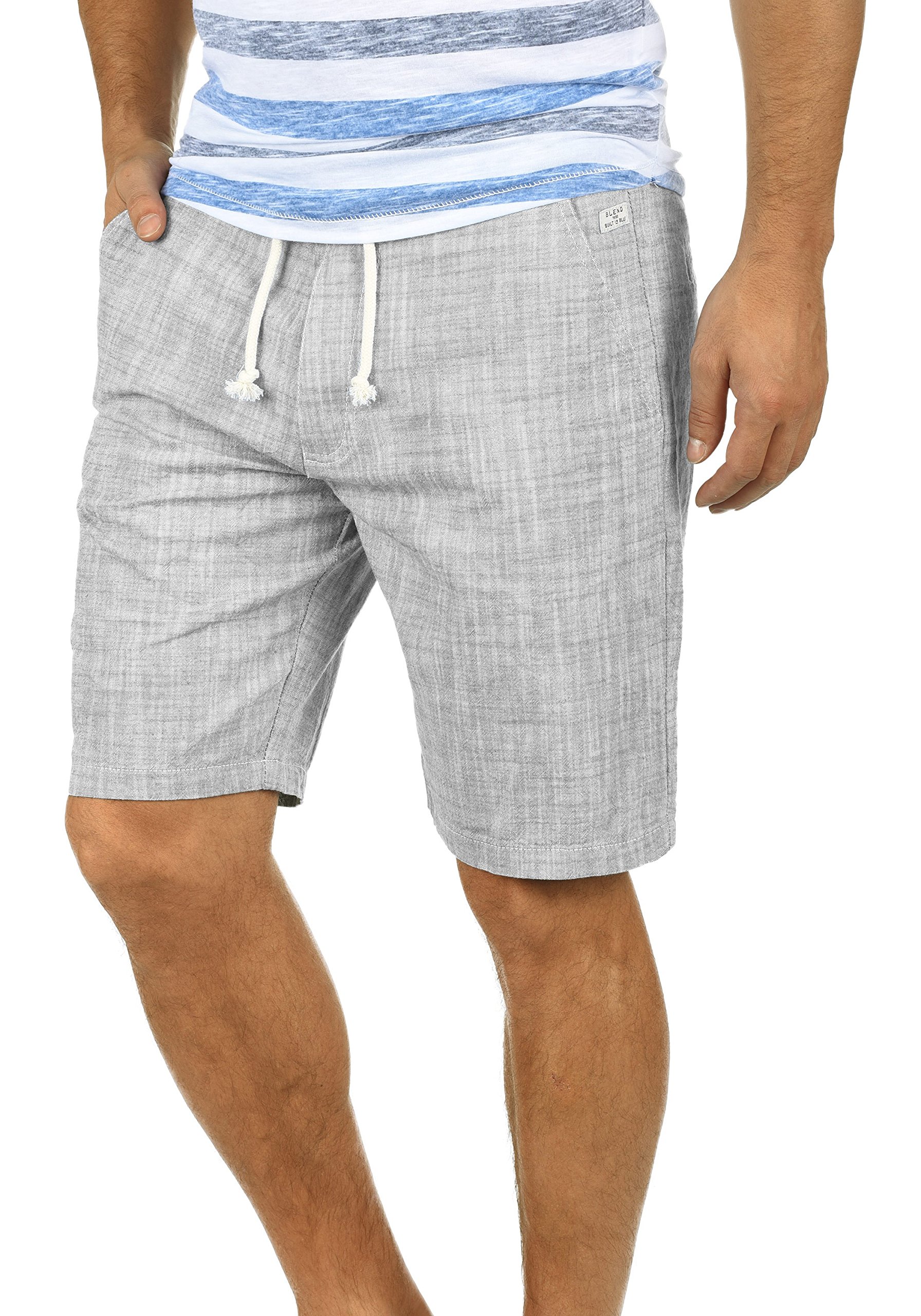 BLEND Bones Men's Linen Shorts Bermuda Made of 100% Cotton Regular- Fit, Size:XL, Colour:Granite (70147)