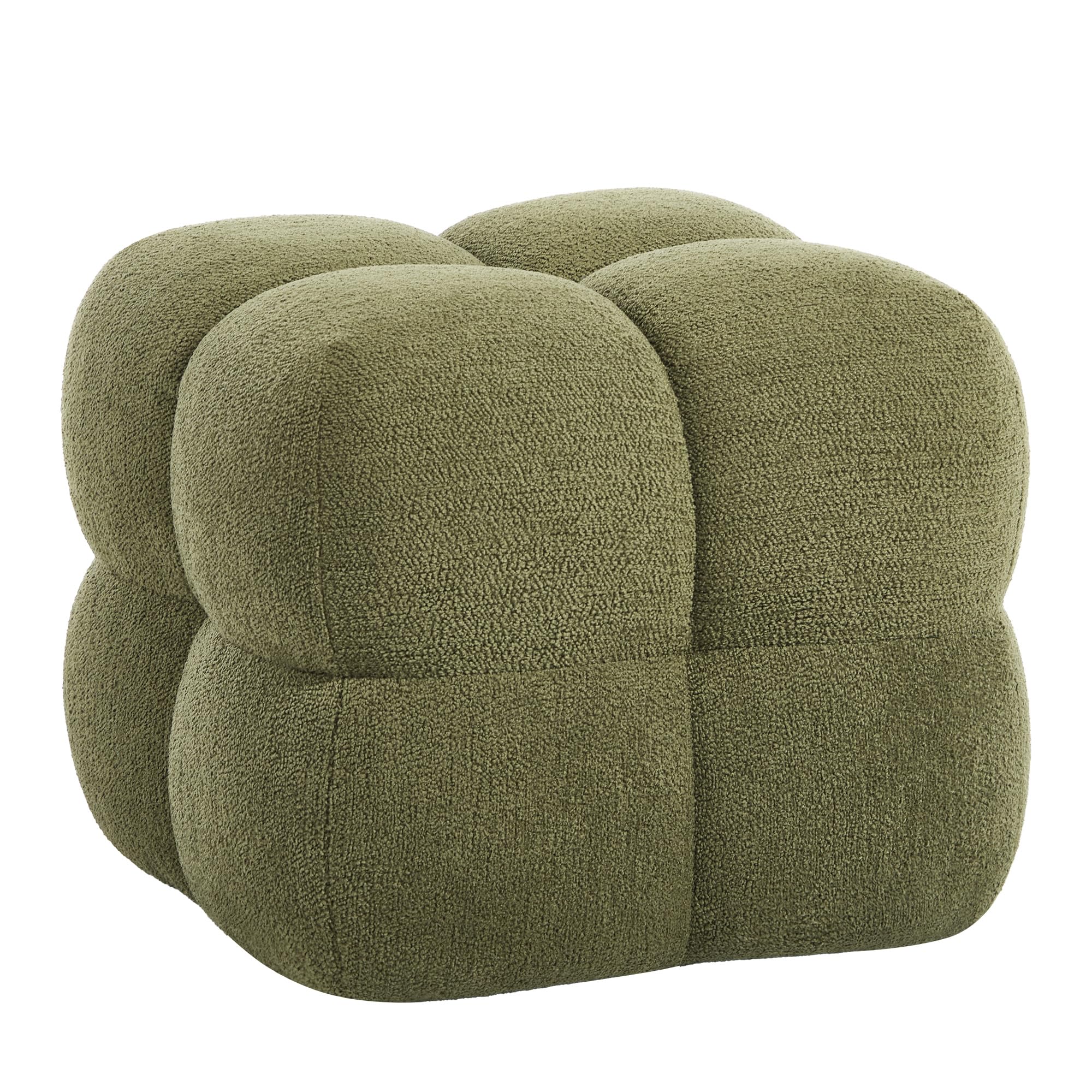 Zesthouse Square Ottoman Foot Stool, Large Tufted Pouffe, Green