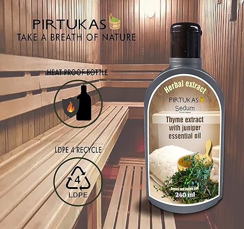 Miniatura 7 de Extracto de hierbas naturales para sauna, masaje, remojo de escoba - Infusión de sauna con extracto de tomillo con aceite esencial de enebro, miel y