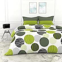 LORETO 140 TC Cotton King Bedsheet with 2 Pillow Covers - Multi Colour, Polka