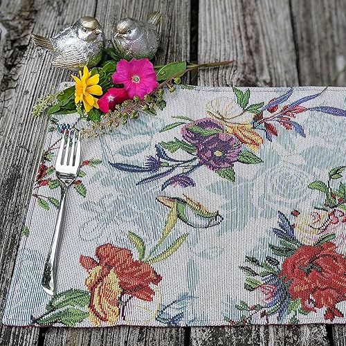 Miniatura 5 de DaDa Bedding - Juego de 4 manteles individuales de algodón y lino para mesa de comedor, 13 x 19 pulgadas