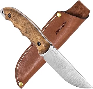 BPS Knives HK4 SSH - Fixed-Blade Stainless Steel Knife - Camping Full-Tang Knife with Leather Sheath - Survival Tactical Knife - Handmade Camp Knives - Utility Bushcraft Knife - BPSKNIVES