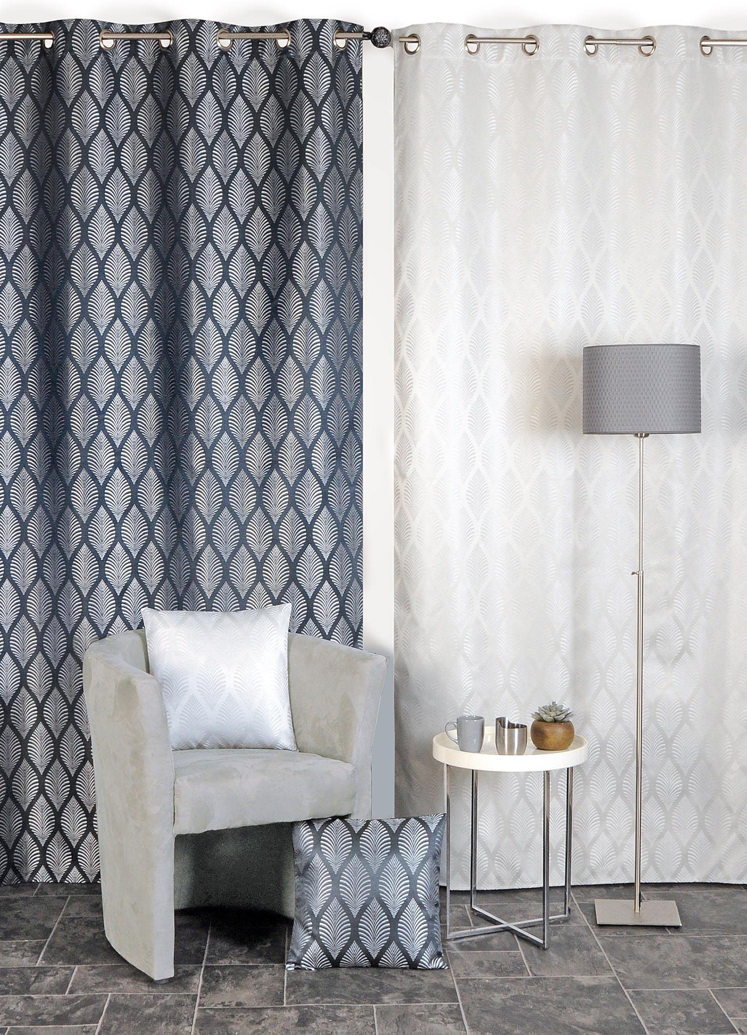 Atout Ciel Rideau Fantaisie 100% occultant à œillets 140x240cm prêt a Poser, Gris Anthracite