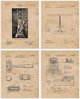 Vintage Law Order Patent Prints, 4 (8x10) Unframed Photos, Wall Art Decor Gift for Home Office School College Student Teacher President Legal Constitution Supreme Court House Senate Judge Congress