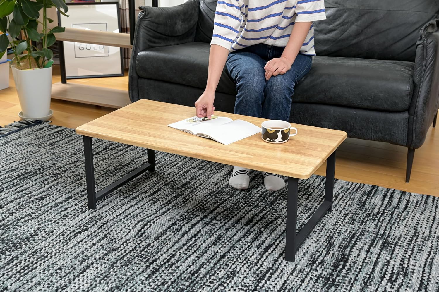 大理石調スチール脚 ローテーブル シックモダン ローテーブル センター