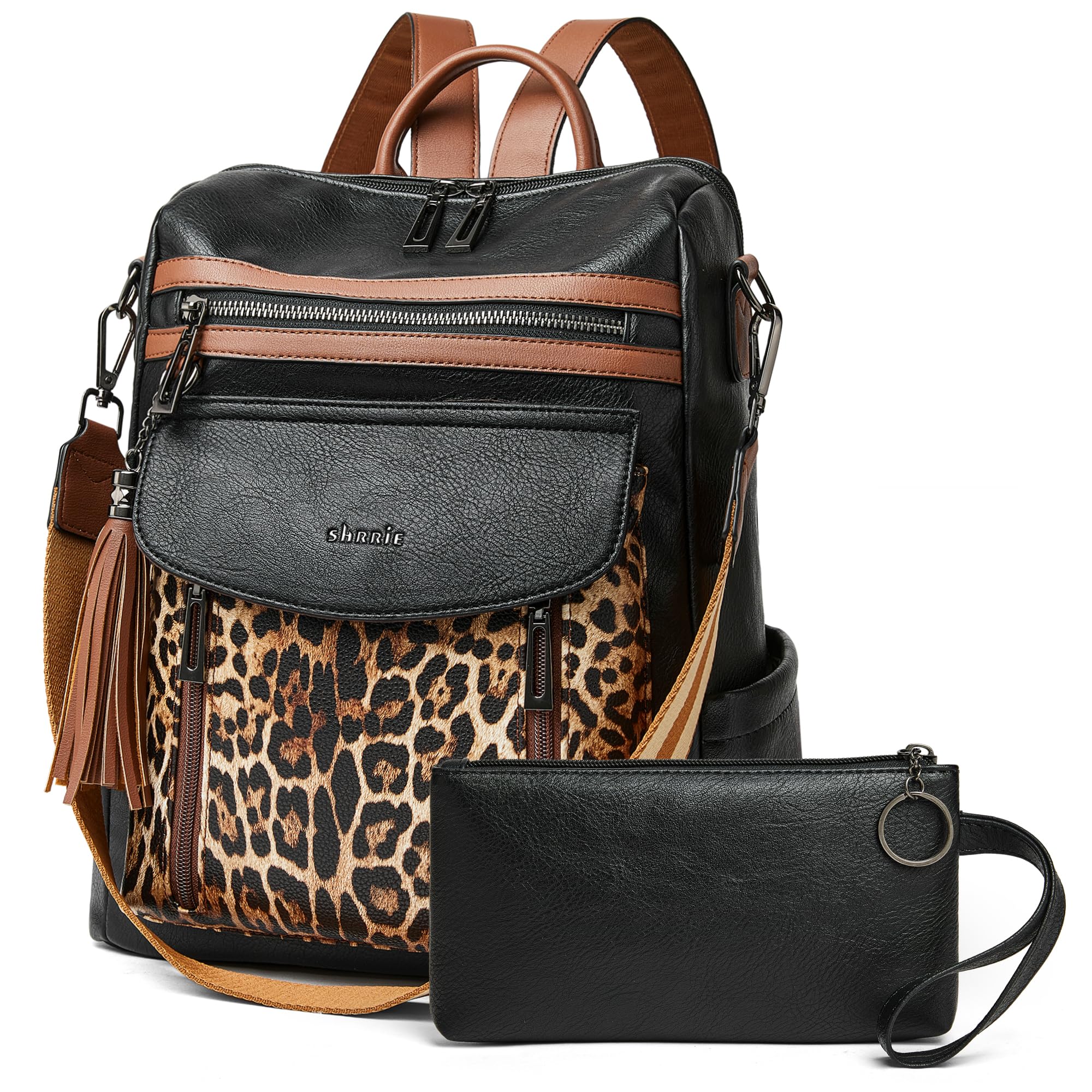 Shrrie Rucksack für Damen, modischer Leder-Rucksack, Geldbörse, Designer-Reiserucksack, Schultertasche, 2-8 Vintage Dunkelgrün, Modern