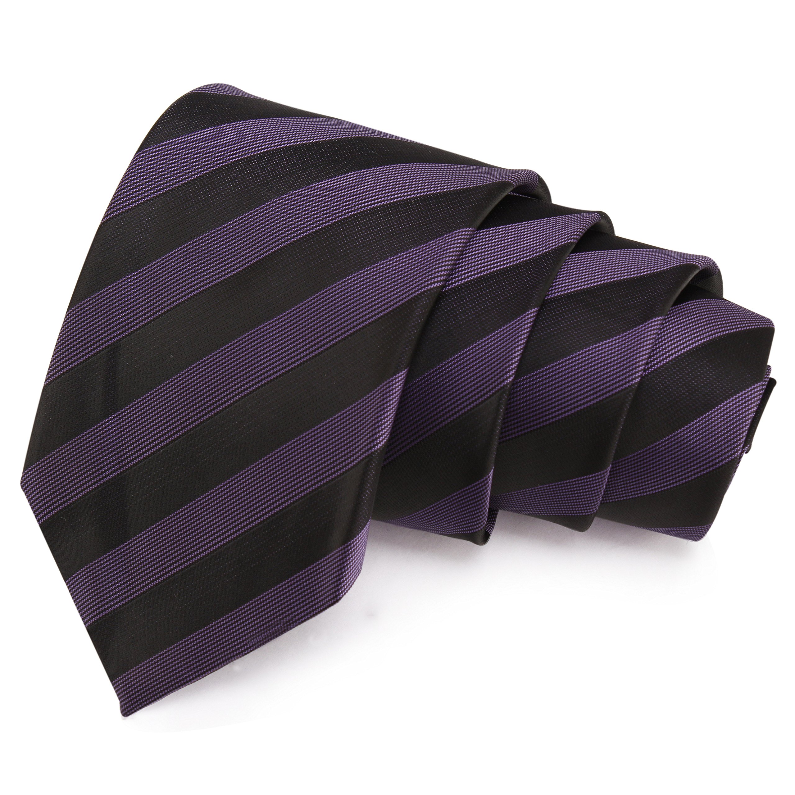 peluche Stripy Black & Purple Colored Microfiber Necktie for Men-picture-17