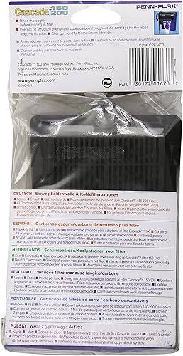 Miniatura 10 de Penn-Plax Cascade 80 Cartucho de medios de repuesto para filtro colgante, hilo dental de fibra de polietileno desechable y carbón activado, 1