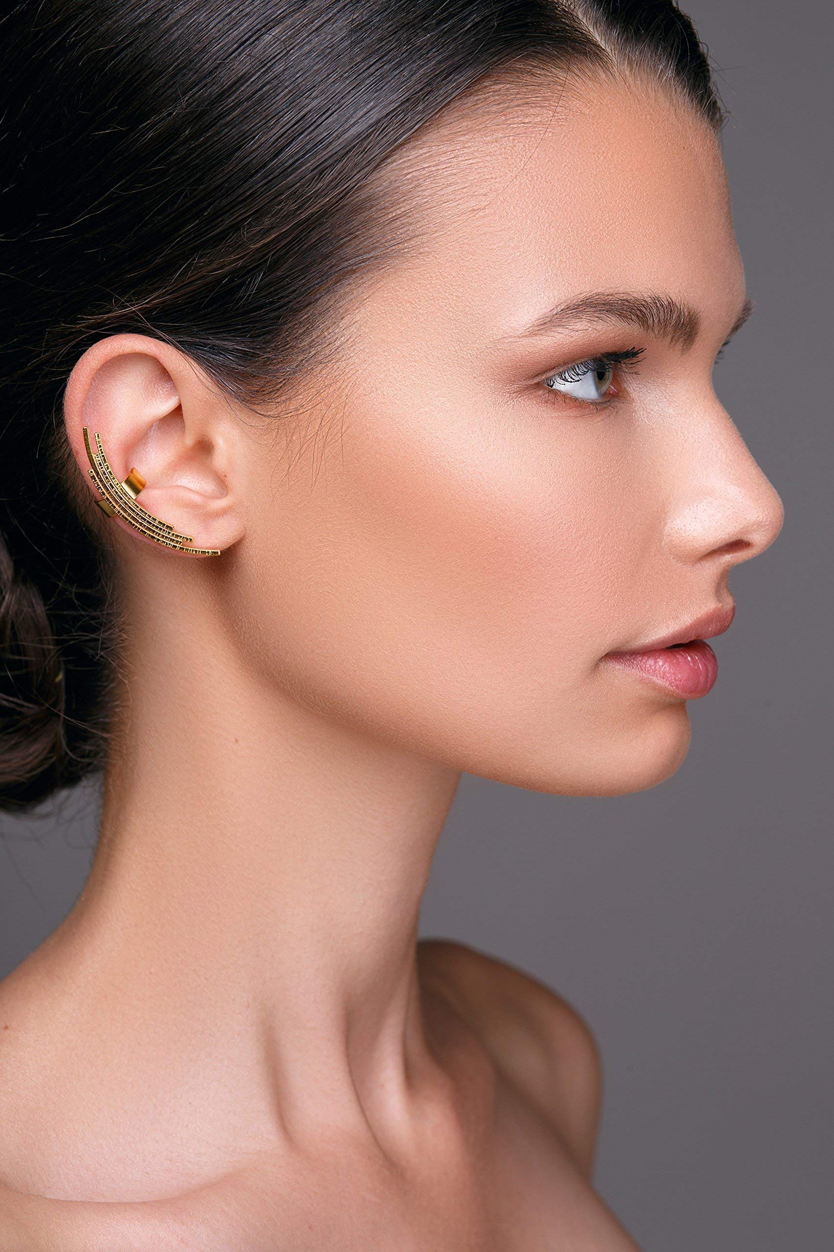 Asymmetrische Ear Cuff & Ohr Kletterer Ohrringe 925 Sterlingsilber - Trendiges Mismatched Design - Nickelfrei Hypoallergen - Handmade by Emmanuela