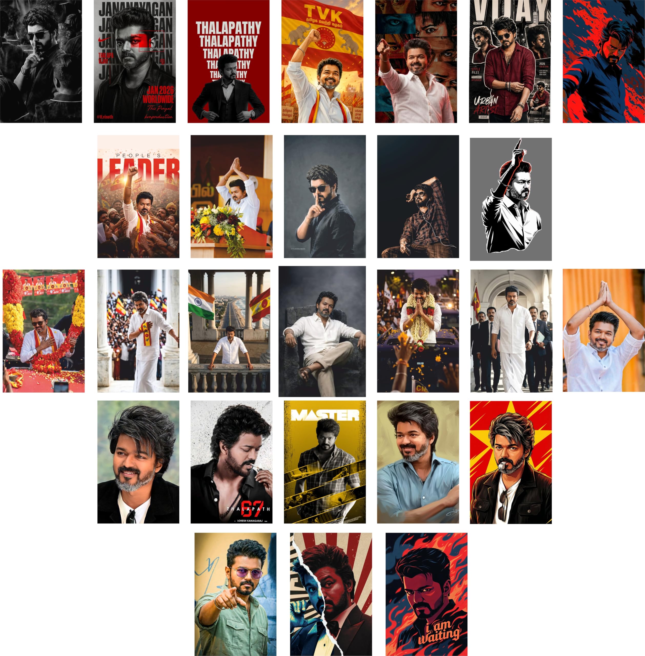 Wall Decor Thalapathy Vijay LEO Poster Set of 27 | 4x6 300 GSM Glossy Wall Art | Tamil Actor Superstar Prints | South Indian Movie Room Décor for Fans & Collectors-image-20