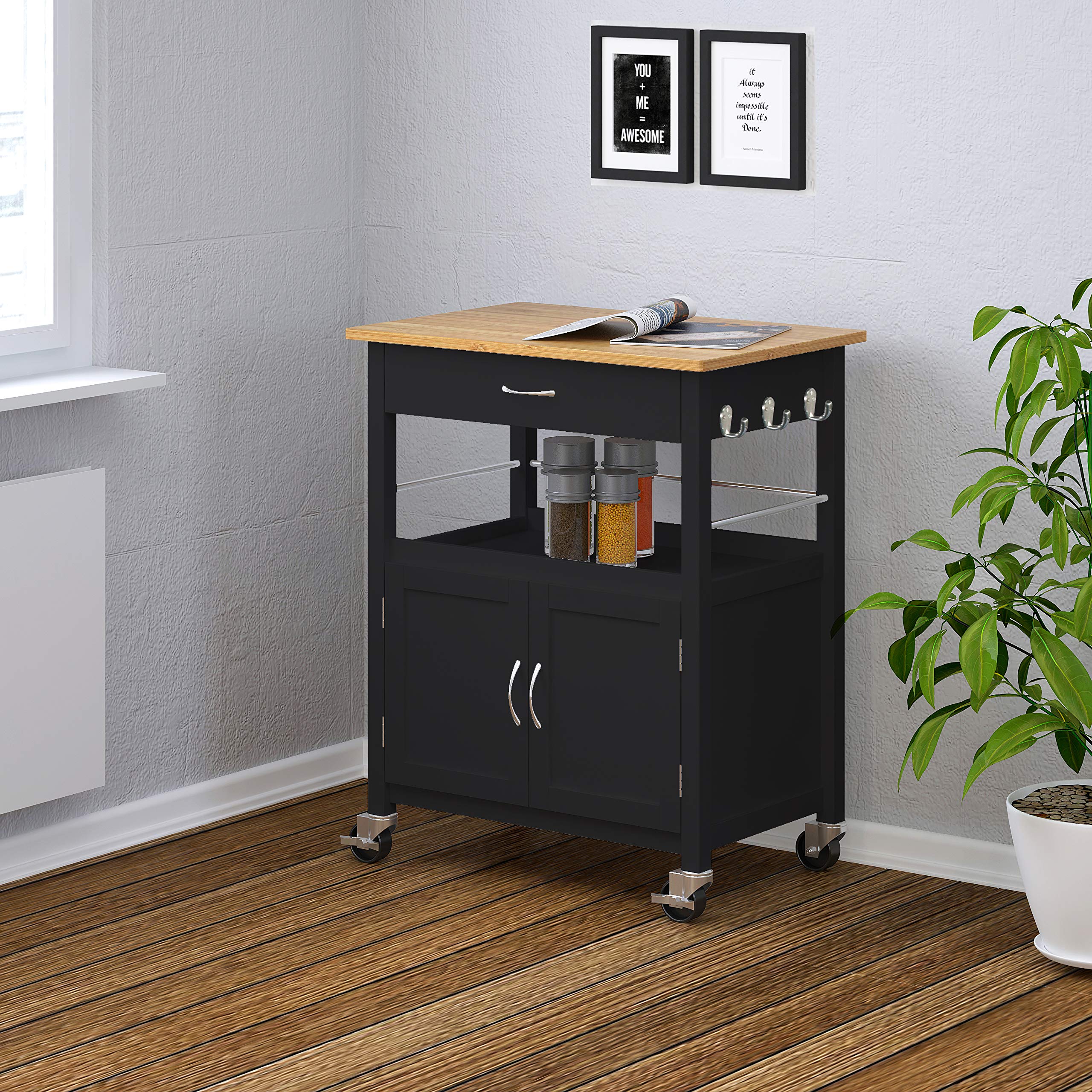 Amazon.com - eHemco Kitchen Island Cart on Wheels with Drawer