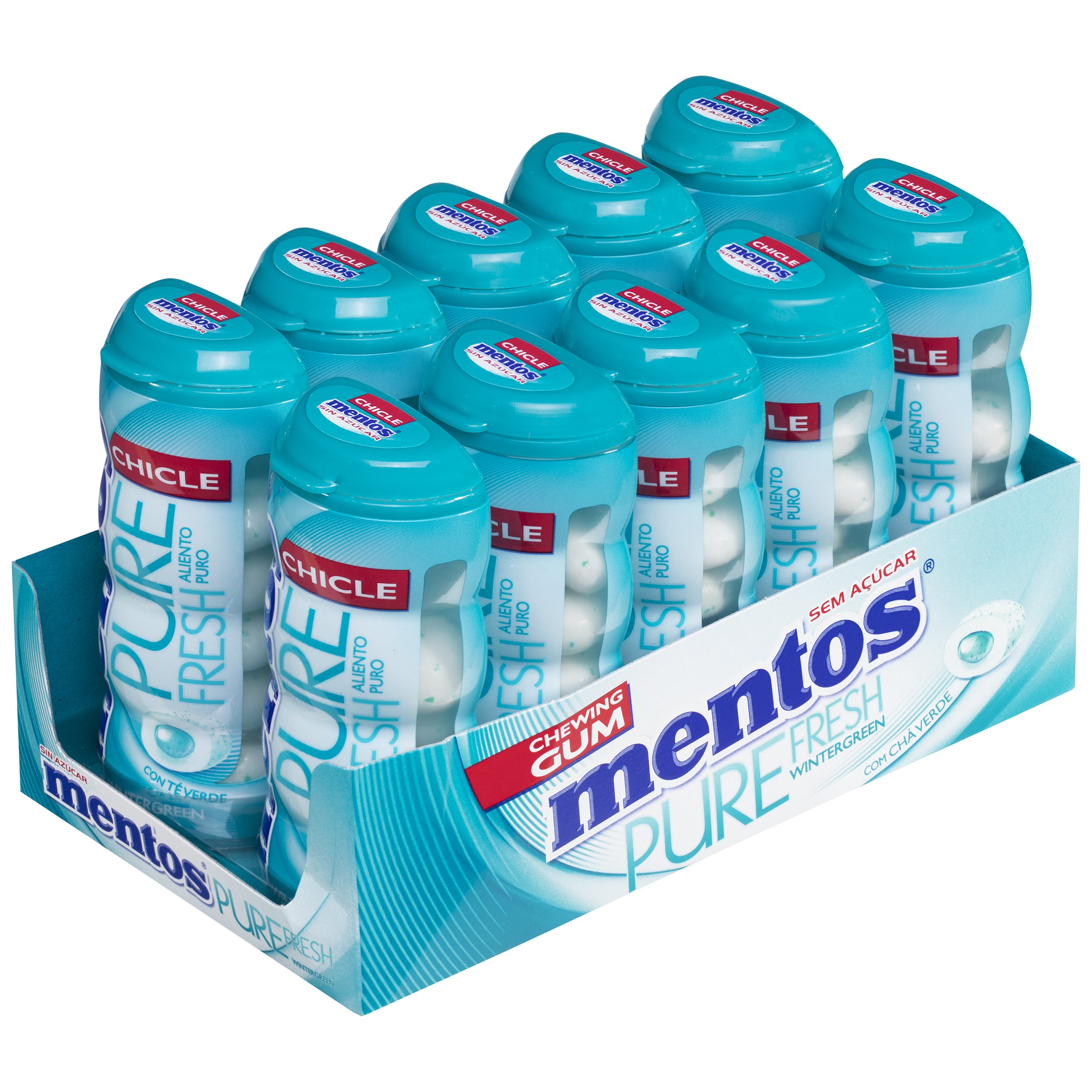 Mentos Chicle Menta Verde, Sin Azúcar, Sabor Wintergreen, 30 g (Paquete de 10)