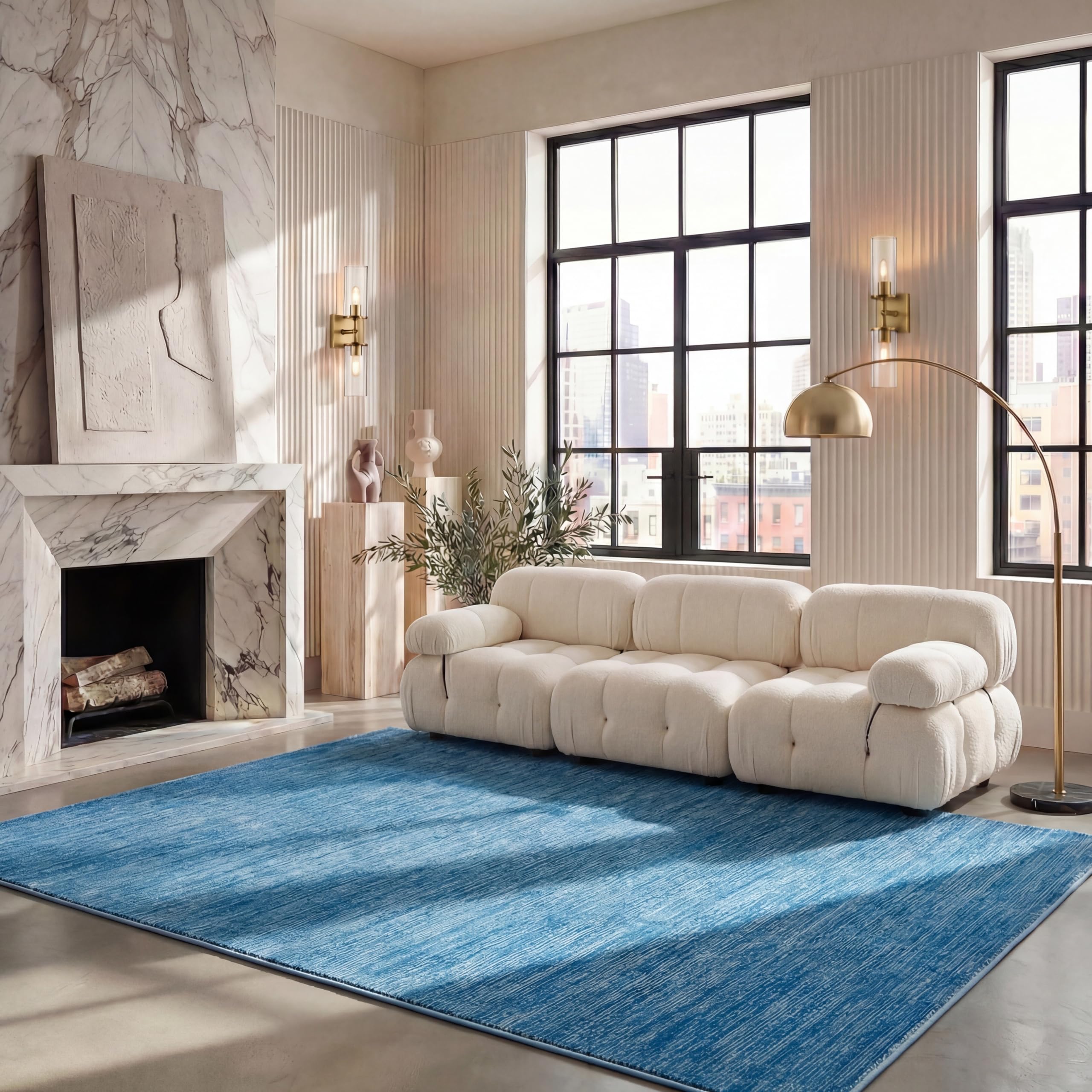 SAFAVIEH Vision Area Rug 6x8, Modern Striped Blue VSN606M