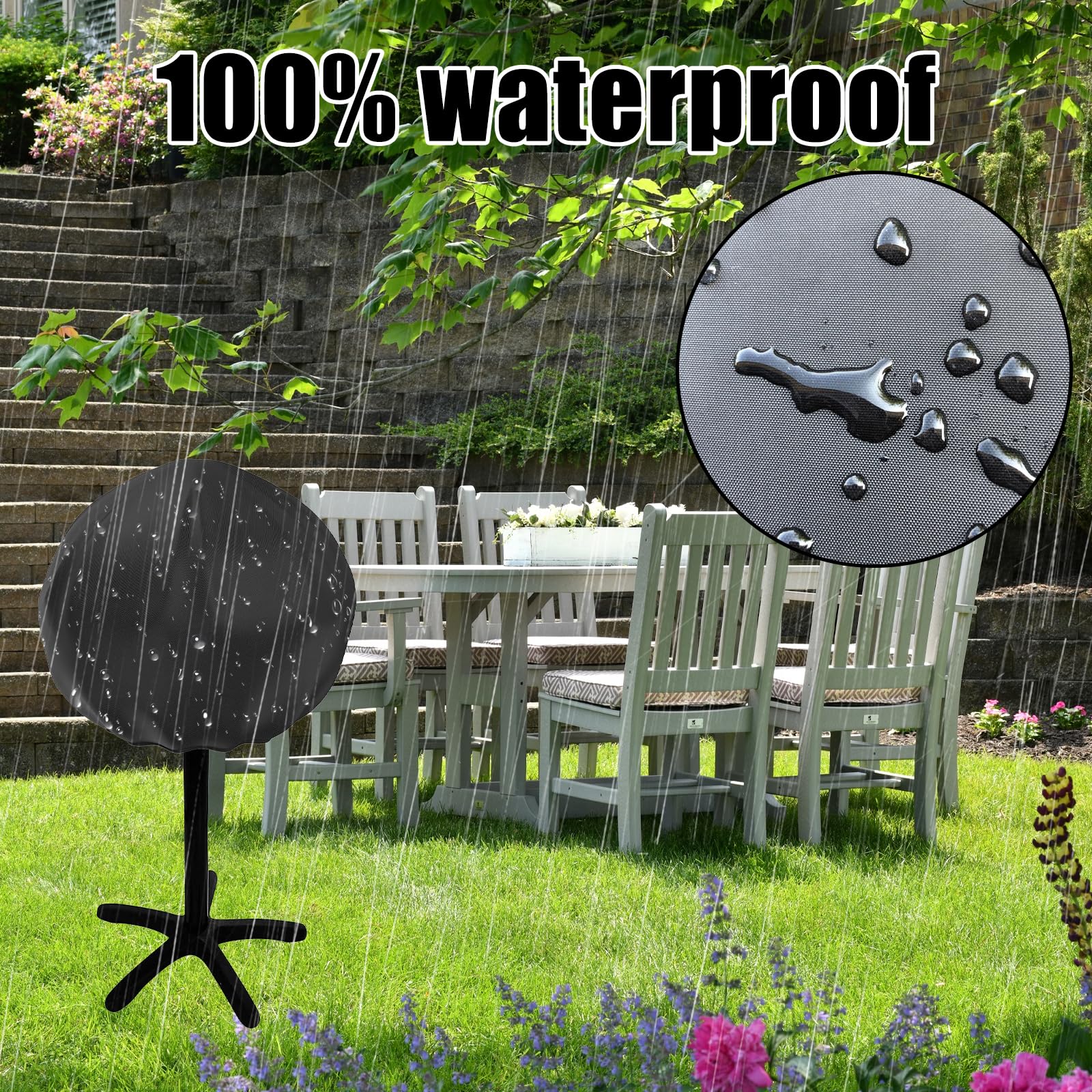 BBQ Grill small Cover Waterproof for George foreman Indoor and Outdoor,Round Barbecue BBQ Cover Fit 22460 and 22460-56 Barbecue Cover,Weber 1121004/1111004 BBQ Grill - Image 2