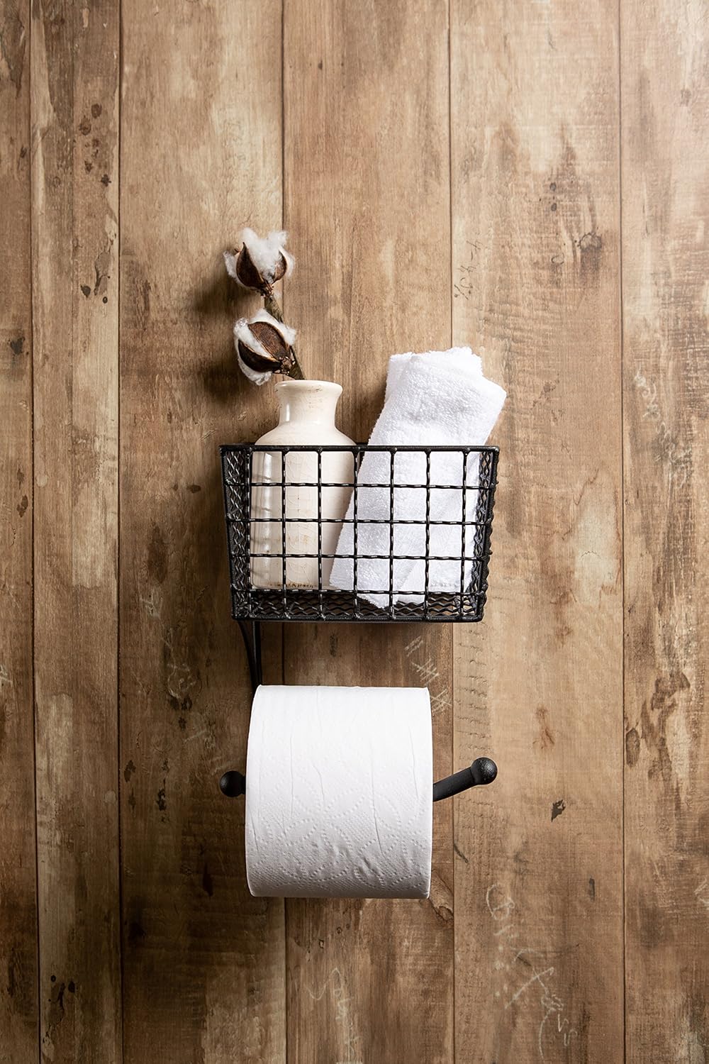 DII Rustic Farmhouse Bathroom Décor, Metal Storage, Toilet Paper Holder, Black
