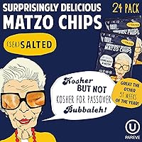 Vista 3 de The Matzo Project Chips de matzo crujientes, sabor a sal marina, vegano, sin nueces, paquete de 24 bocadillos a granel, 1 onza cada uno, envueltos