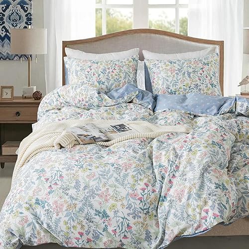 Miniatura 9 de NEWLAKE Funda de edredón de algodón tamaño King  Juego de funda de edredón suave y transpirable de 3 piezas con cierre de cremallera, 1 funda de