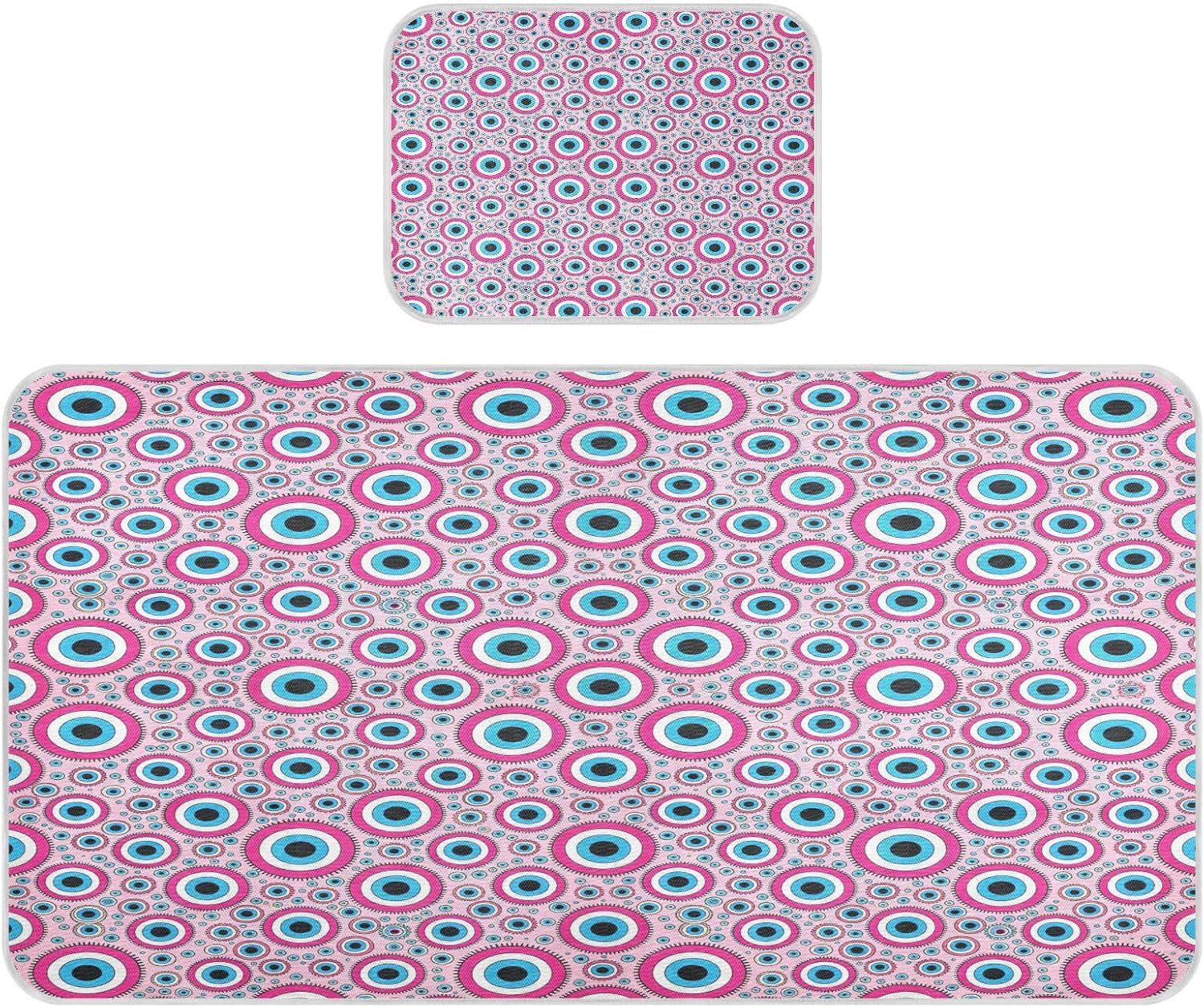 Cooling Baby Mattress pad Cover 28" x 52" Absorbent Evil Eye Pink Simple Crib Padding for Sides for Kids, Adult